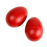 1 paire Maracas en plastique de musique à percussion en forme d'œuf Shakers - Rouge