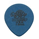 12 x Dunlop Tortex en forme de larme plectres de guitare - 1,00 mm Bleu dans une boîte métallique