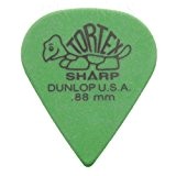 12 x Dunlop Tortex Sharp Guitare Picks/médiators - 0.88 mm Vert dans une pratique Pick étain