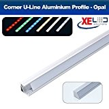 2 m coin U-LINE Profil en Aluminium avec diffuseur opale pour bande LED flexible