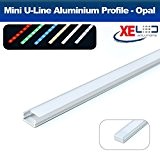 2 m mini U-LINE en aluminium LED Profil/chocs/canal avec Opal (laiteux) Diffuseur pour bande LED flexible Éclairage de montage - extrudé, aluminiumprofile, profil ...