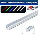 2 mètres U-Line Profil en Aluminium avec diffuseur Transparent pour bande LED Flexible Éclairage
