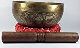 22,9 cm Mantra tibétain à découper spécial 7 en métal Bol chantant bol chantant, Frappé à la main à partir de Népal, ...