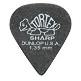 24 x Dunlop Tortex Sharp Guitare Picks/médiators Noir 1,35 mm dans une boîte pratique Pick