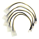 5 Pack，Molex 4-Pin to 3-Pin Computer/ Case /cpu/ chasis /cooling fan Power Adapter Cable