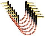 6 unités - Lava Mini ELC (Orange) - 15,2 cm - Effets Guitare Basse Instrument, câble patch avec Plaqué Or Premium 1 pouce (6,35 mm) Profil Bas, à angle droit ...