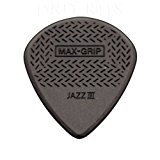 6 x Dunlop Max Grip en Fibre de carbone pour guitare Jazz III médiators/plectres dans une boîte de rangement pratique