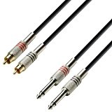 Adam Hall Cables K3TPC0600 Câble audio 2 x RCA mâle vers 2 x jack 6,3 mm mono, longueur 6 m