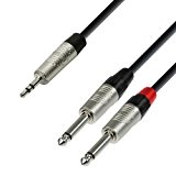 Adam Hall Cables K4YWPP0150 Série 4 Star Câble Audio REAN Jack 3,5 mm stéréo vers 2 x Jack 6,35 mm ...