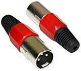 AERZETIX: 2 Fiches Connecteurs XLR Microphone mâle droit rouge pour câble cordon