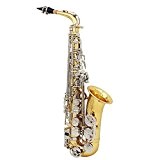 ammoon LADE Alto Saxophone Sax Laiton Brillant Gravé Eb E-Flat Blanc Naturel Shell Bouton Instrument à Vent avec des Gants ...