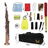 ammoon LADE WSS-899 Professionnel Rouge Bronze Hétéro Motif Bb Soprano Saxophone Sax Instrument à bec Abalone Shell Key Carve avec ...