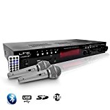 Amplificateur HIFI stéréo KARAOKE 2x50W - BLUETOOTH/USB/SD/FM + 2 Microphones silver