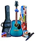 Ashton D25 Pack guitare folk Avec accordeur intégré & accessoires Bleu