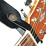 Black Genuine Leather Guitar Strap Hook Button For Acoustic / Folk / Guitar