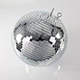 Boule à facettes GLIX avec facettes en verre authentique, Ø 50 cm, argent - Boule disco / Lampe disco - ...