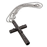 bqlzr Noir Christian Jésus croix crucifix en acier plaqué chrome Clé de batterie Collier Chaîne W/chaîne longue