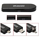 Brand New 3 in 1 USB Type C SD/Micro SD/TF Card Reader with USB Male & Micro USB Male Connector, ...
