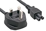 Câble D'alimentation, Prise UK à IEC C5 feuille de trèfle Femelle 1.5M / 5 Fusible Ampli, Noir / iCHOOSE