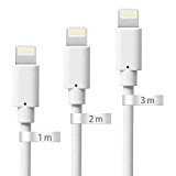 Câble iPhone Câble Lightning Vers USB Globalink 3 Pièces(1M 2M 3M) Chargeur Rapide Recharge Renforcé Synchronisation Blanc Pour iPhone 6,6S,6 ...