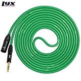 Câble LyxPro TRS 1/4" vers XLR Mâle 6 ft Premium Series pour microphones et appareils professionnels, verte