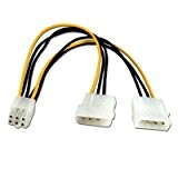 CABLING® Adaptateur d'alimentation 6 broches PCI express vers 2 x molex 4 broches 5,25"
