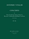 Concerto in g-moll RV 106 für Flöte (Violine 1), Violine (Violine 2 ), Fagott (Cello), Bc - Partitur und Stimmen ...