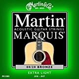 Cordes MARTIN M1000 MARQUIS BRONZE 80/20 EXTRA LIGHT 10-47 Cordes guitares folk