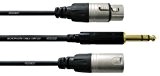 Cordial CFY 1.8 VFM Câble adaptateur en Y avec prise Jack stéréo 6,3 mm vers prise XLR mâle et XLR femelle ...