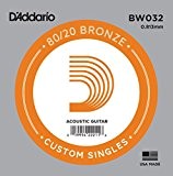 D'Addario Corde seule avec filet de bronze pour guitare acoustique D'Addario BW032, .032