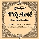 D'Addario Corde seule en bronze 80/20 et nylon pour guitare classique D'Addario Pro-Arte J4705, Normal, cinquième corde