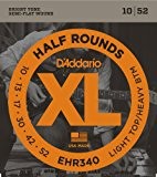 D'Addario Cordes à filet demi-rond pour guitare électrique D'Addario EHR340, Light Top/Heavy Bottom, 10-52
