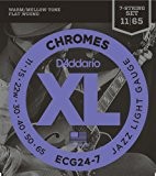 D'Addario Cordes à filet plat pour guitare électrique 7 cordes D'Addario Chromes ECG24-7, Jazz Light, 11-65