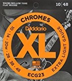 D'Addario Cordes à filet plat pour guitare électrique D'Addario Chromes ECG23, Extra Light, 10-48