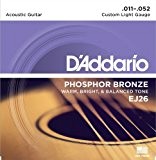 D'Addario Cordes en Bronze Phosphoreux pour Guitare Acoustique avec Revêtement D'Addario EJ26 Custom Light 11-52 1-Jeux