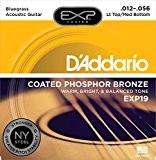 D'Addario Cordes en bronze phosphoreux pour guitare acoustique avec revêtement D'Addario, Light Top/Medium Bottom/Bluegrass, 12-56