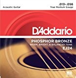 D'Addario Cordes en bronze phosphoreux pour guitare acoustique D'Addario EJ24, True Medium, 13-56