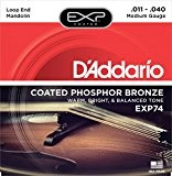 D'Addario Cordes en bronze phosphoreux pour mandoline avec revêtement D'Addario EXP74, Medium, 11-40