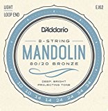 D'Addario Cordes en bronze phosphoreux pour mandoline D'Addario EJ62 80/20, Light, 10-34