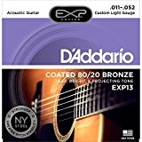 D'Addario Cordes en bronze pour guitare acoustique avec revêtement D'Addario EXP13, 80/20, Custom Light, 11-52