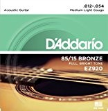 D'Addario Cordes en bronze pour guitare acoustique D'Addario EZ920, 85/15, Medium Light, 12-54