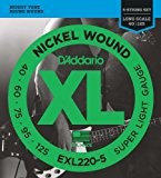 D'Addario Cordes en nickel pour basse 5 cordes D'Addario EXL220-5, Super Light, 40-125, cordes longues