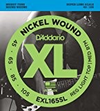 D'Addario Cordes en nickel pour basse D'Addario EXL165SL, Custom Light, 45-105, cordes extra-longues