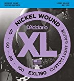 D'Addario Cordes en nickel pour basse D'Addario EXL190, Custom Light, 40-100, cordes longues