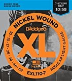 D'Addario Cordes en nickel pour guitare électrique 7 cordes D'Addario EXL110-7, Regular Light, 10-59