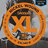 D'Addario Cordes en nickel pour guitare électrique 8 cordes D'Addario EXL140-8, Light Top/Heavy Bottom, 10-74