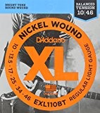 D'Addario Cordes en nickel pour guitare électrique D'Addario EXL110BT, Balanced Regular Light, 10-46