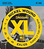 D'Addario Cordes en nickel pour guitare électrique D'Addario EXL125, Super Light Top/Regular Bottom, 9-46, 1 Jeux