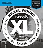 D'Addario Cordes en nickel pour guitare électrique D'Addario EXL148, Extra Heavy, 12-60