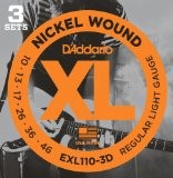 D'Addario Cordes nickel pour guitare électrique D'Addario EXL110-3D, Regular Light, 10-46, 3 Jeux